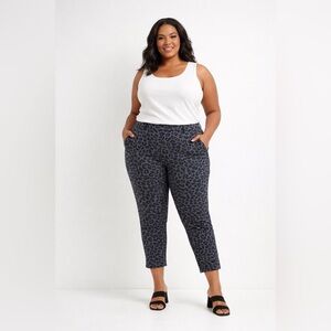 Lane Bryant Women’s Size 24 Leopard Print Stretch Ankle Pants Gray Black
